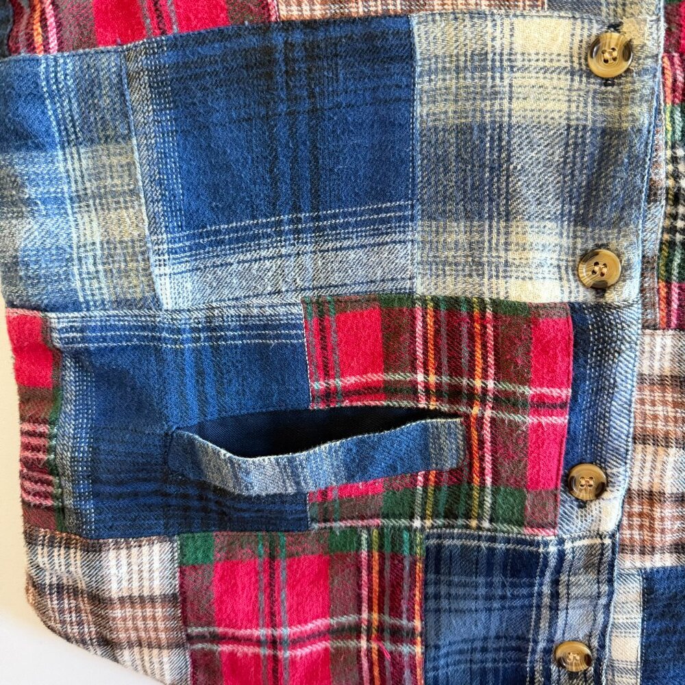 VINTAGE 80s Solutions Patchwork Plaid Flannel But… - image 4
